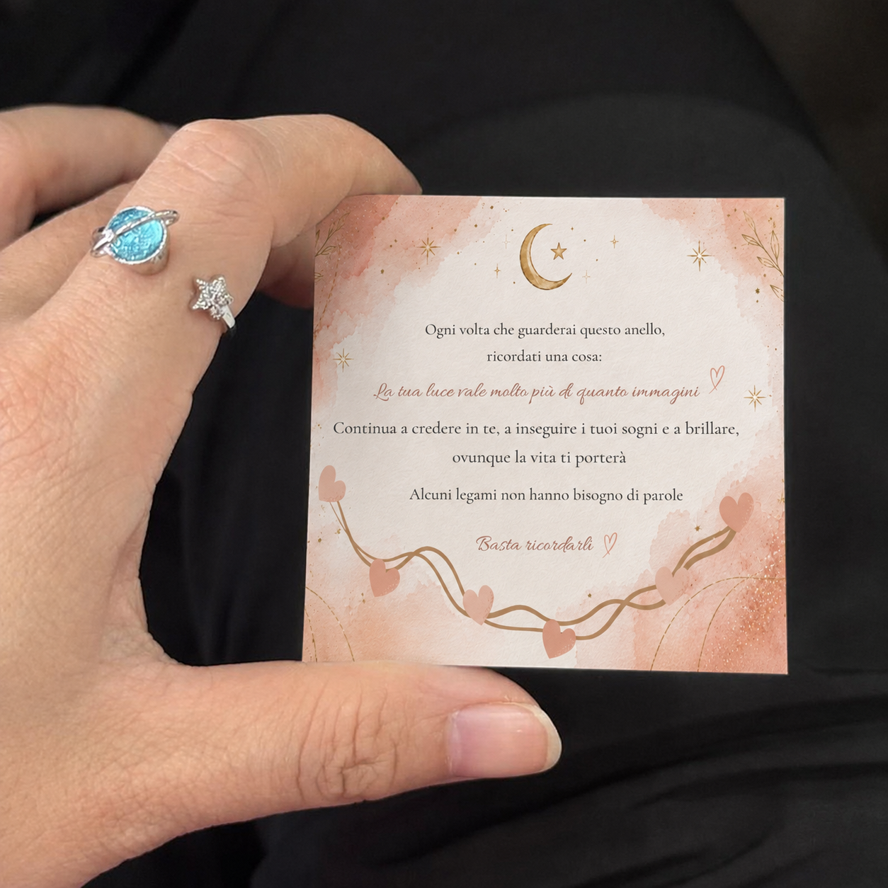 Anello Stella e Luna "Sempre con te"